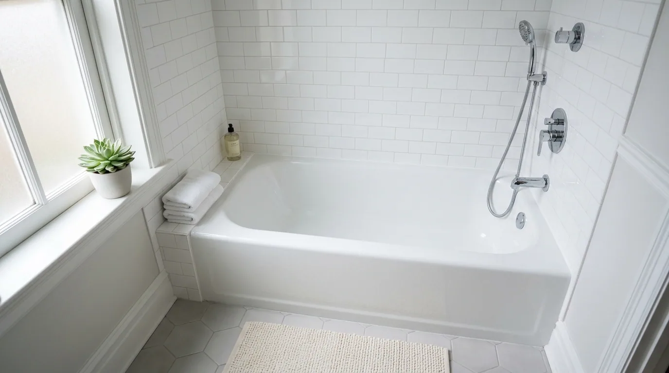 The finished result of professional tub refinishing: the completed work looking clean, correct and — Wichita Falls, TX