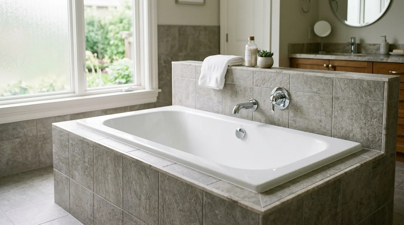 The finished result of professional tub refinishing: the completed work looking clean, correct and — Wichita Falls, TX