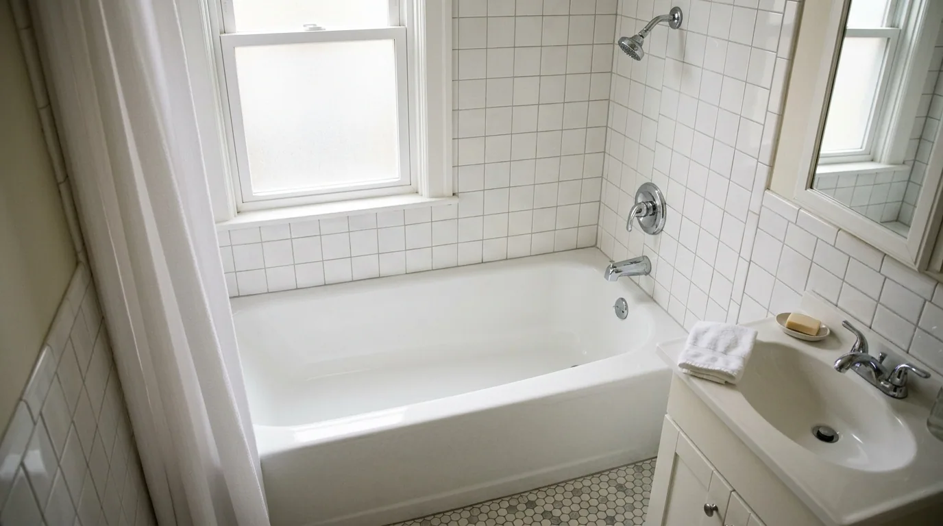 The finished result of professional tub refinishing: the completed work looking clean, correct and — Wichita Falls, TX